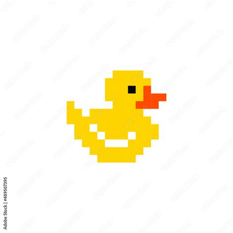 Duck icon. Pixel art style. 8-bit. Isolated vector illustration. Pixel ...