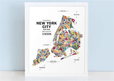 New York City, NYC Map Print Travel Poster - Etsy