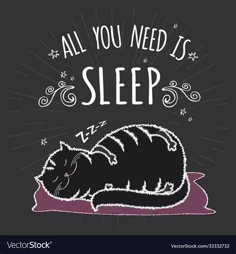 Adorable fat and black cat is sleeping Royalty Free Vector