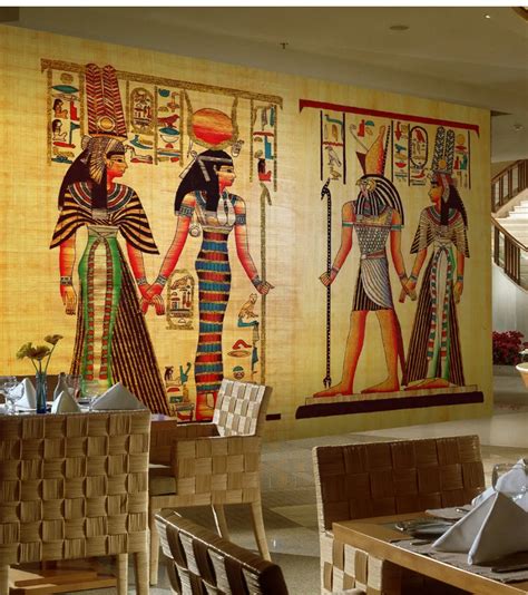 European retro ancient Egyptian Room Escape character large mural wallpaper wallpaper the lobby ...