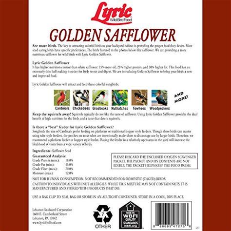 Lyric Golden Safflower Seed - Attracts Cardinals, Chickadees, Woodpeckers & More - 5 lb Bag ...