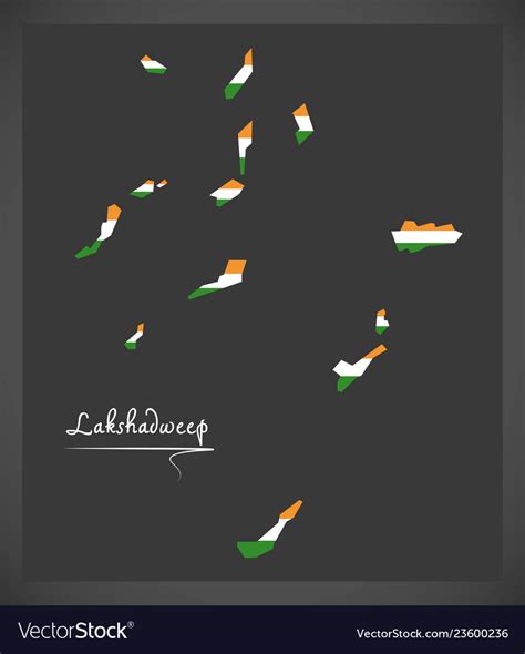 Lakshadweep islands map with indian national flag Vector Image