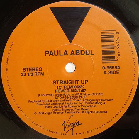 Paula Abdul – Straight Up (1988, Vinyl) - Discogs