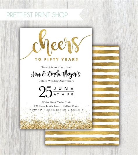 Printable Cheers to Fifty Years wedding anniversary invitation | Etsy 50th Anniversary Party ...