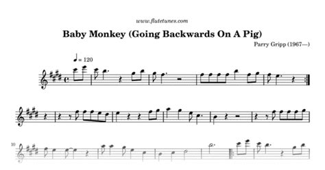 Baby Monkey (Going Backwards On A Pig) (P. Gripp) - Free Flute Sheet Music | flutetunes.com