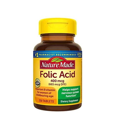 Nature Made Folic Acid 400mcg 665mcg Supplement 250 Tablets | Wealzin