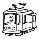 Printable Tram Vehicle Coloring Page For Kids And Adults  Premium AI sketch template
