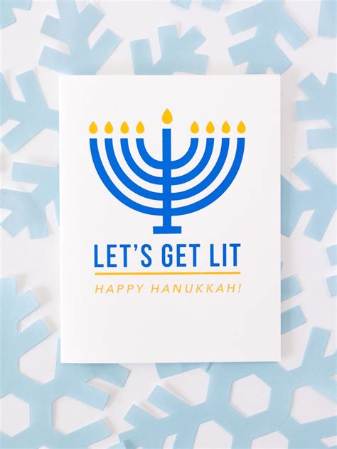 funny Hanukkah card, let's get lit menorah card, funny menorah card in 2021 | Hanukkah card ...