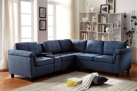 Navy Blue Sectional Sofa With Chaise | Baci Living Room