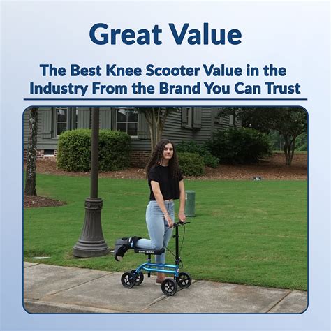 KneeRover Economy Knee Scooter Steerable Knee Walker Crutch Alternative with Dual Braking System ...