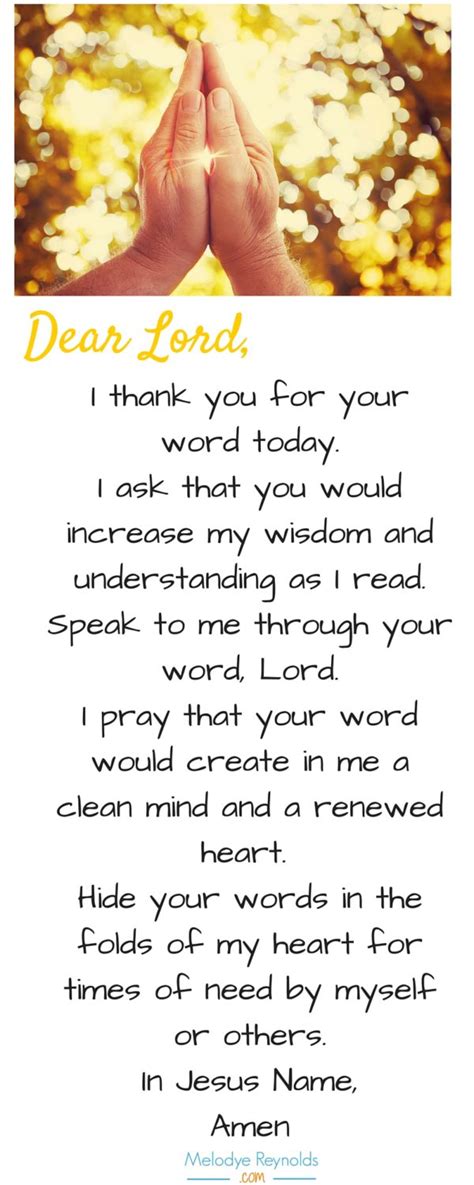 Prayer for bible reading and free bookmark