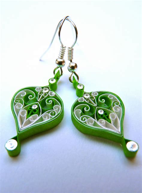 Earrings - Eco-friendly, Paper, quilled, quilling - Folksy