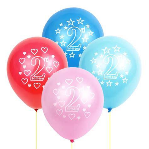 HEY FUNNY 20pcs 2nd Birthday Balloons Happy Birthday Printed 2 Latex Balloons for 2 Years Old ...