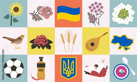 National symbols of Ukraine Icons Stock Vector | Adobe Stock