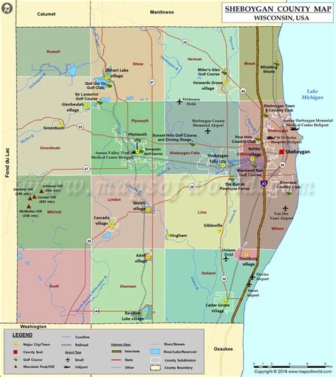 Sheboygan County Map, Wisconsin