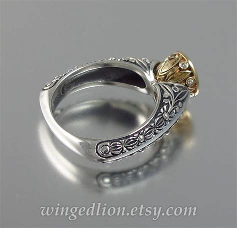 The CROWNED COUNTESS Engagement Diamond Ring in Silver and 14k - Etsy