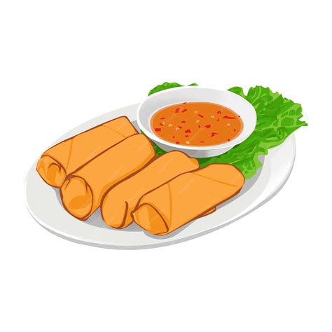 Premium Vector | Fried spring rolls lumpia vector