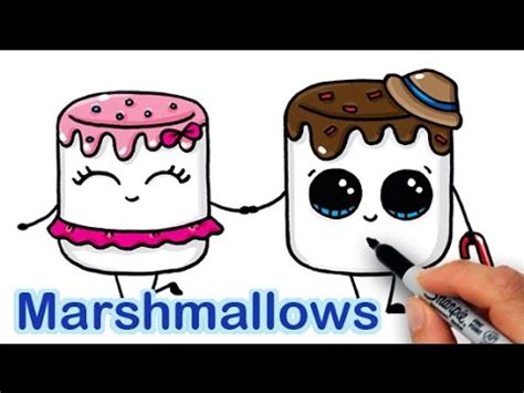 How to Draw Cartoon Marshmallow Cute and Easy - YouTube