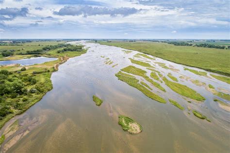 Platte River in Nebraska - Aerial View Stock Photo - Image of platte ...