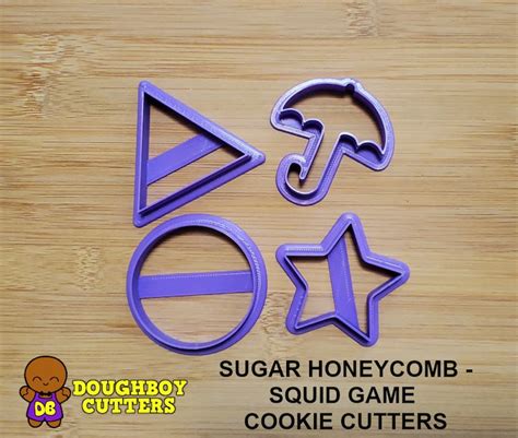 Squid Game Cookie Cutters Sugar Honeycomb Set of 4 Shapes - Etsy Australia