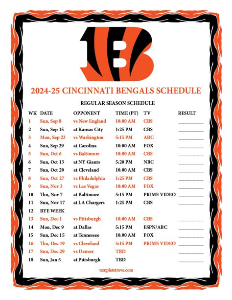 Bengals Schedule 2025 To 2025 - Katey Dolorita