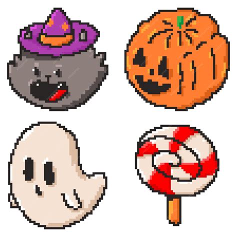 Premium Vector | Halloween pixel art characters vector set isolated on a white background