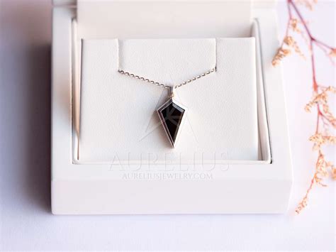 White Gold Kite Black Onyx Necklace - Aurelius Jewelry