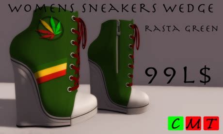 Second Life Marketplace - *Endless*Womens wedge sneakers rasta green