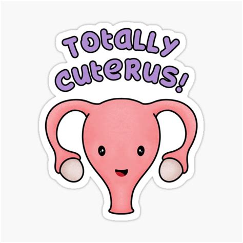 "Totally Cuterus Uterus in Red" Sticker by joanandrose1 | Redbubble