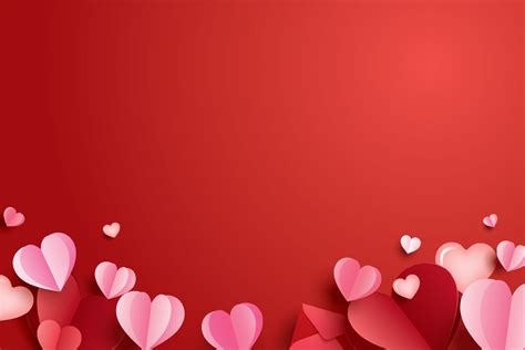 Happy valentines day with paper hearts and copy space on red background. 5489503 Vector Art at ...