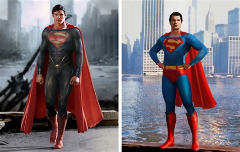 Henry Cavill in Christopher Reeve's Super suit and Christopher Reeve in Henry Cavill's Super ...