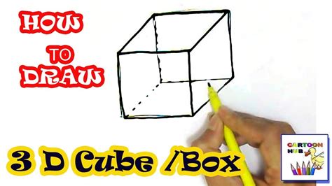 How to draw 3d Box or Cube in easy steps, step by step for children ...