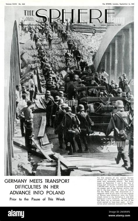 Front cover of the Sphere, showing German soldiers and supplies as they ...