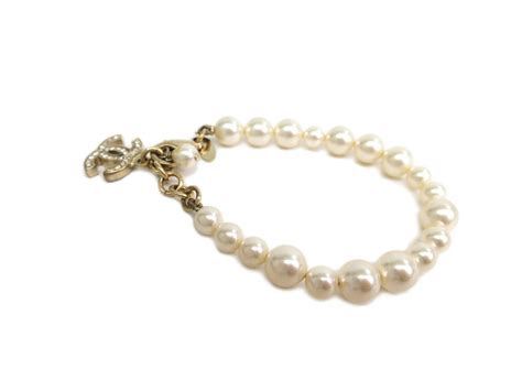 Chanel Pearl Gold Rhinestone Charm Bracelet at 1stdibs