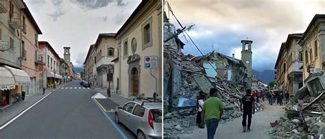 Italy earthquake: Before and after images show destruction - BBC News