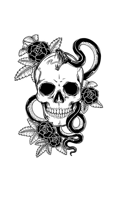 Tattoo Flower Skull Calavera T-Shirt Snake Transparent HQ PNG Download | FreePNGImg