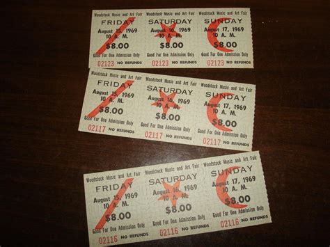 3 ORIGINAL WOODSTOCK 3 DAY TICKETS ~MISSING END STUB, EXCELLENT ...