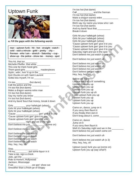 English worksheets: Uptown Funk