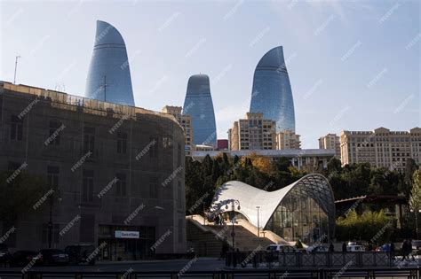 Premium Photo | The baku city skyline with the baku tower in the background