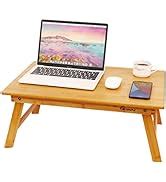 Amazon.com: Lap Desk, COIWAI Laptop Bed Tray Desk, Adjustable Height & Angle, Bamboo Foldable ...
