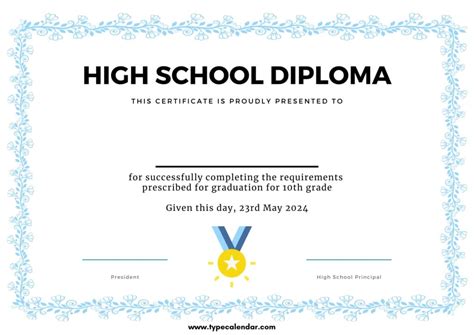 Free Printable High School Diploma Templates [PDF, Word] With Seal