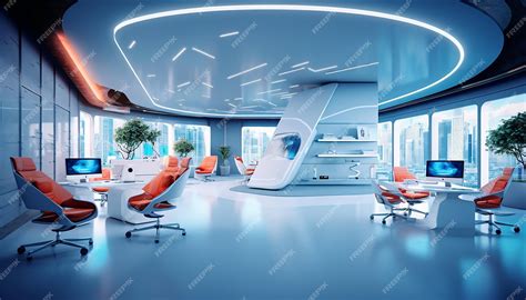 Premium AI Image | Futuristic office design modern creative interior ...