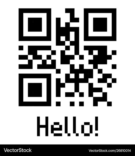 Qr code sample icon with text hello Royalty Free Vector