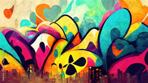 Modern urban graffiti spray paint wallpaper background Stock Illustration | Adobe Stock