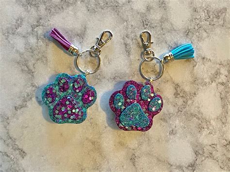 Dog paw keychain dog keychain resin keychain dog mom gift | Etsy