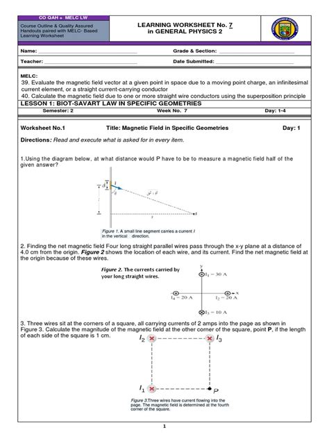 Worksheets 7 | PDF | Magnetic Field | Magnet