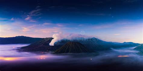 Mount Bromo Volcano Gunung Bromo during Sunrise from Viewpoint Stock ...