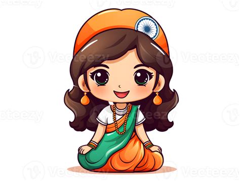 an indian kid in a green and orange outfit 15th august Independence day ai generative tri colour ...