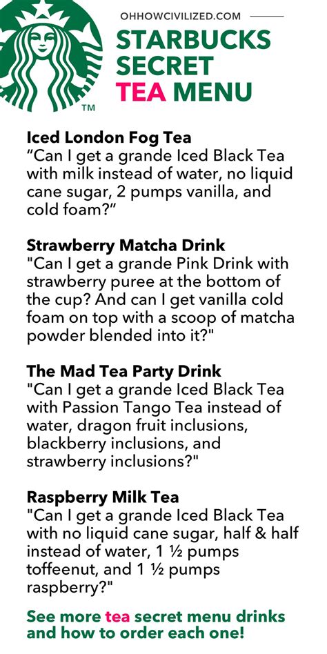 23 Popular Starbucks Secret Tea Menu Drinks & How to Order Them - Oh ...