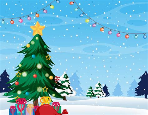 Merry Christmas background template with Christmas tree 3822698 Vector ...